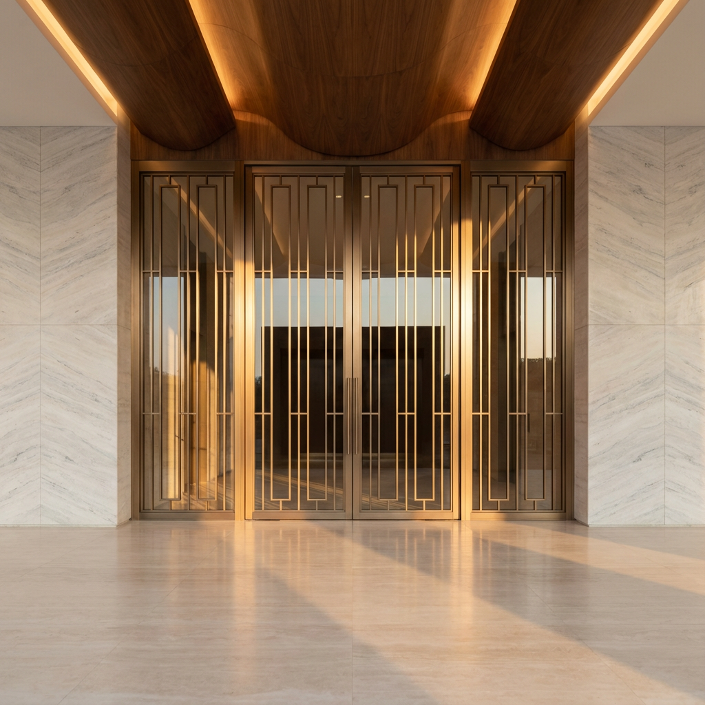 Hotel lobby entrance rendering
